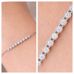 Moissanite GRA Certified Tennis Bracelet 925 Silver  Adjustable Chain